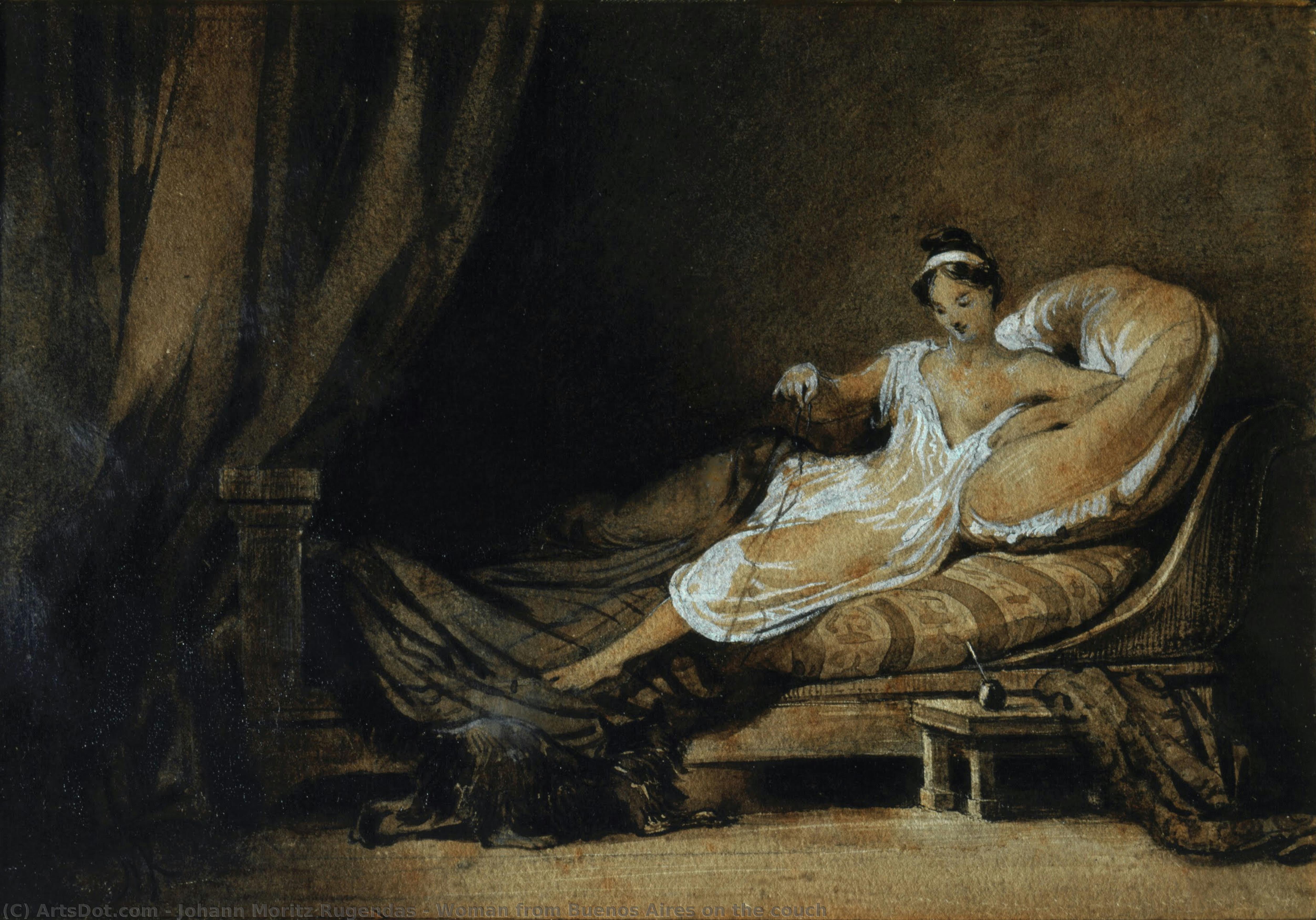 Woman From Buenos Aires On The Couch — Johann Moritz Rugendas