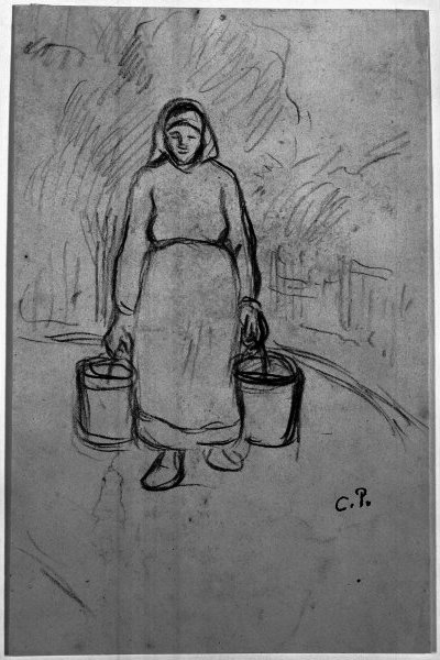 Woman Carrying Two Pails — Camille Pissarro