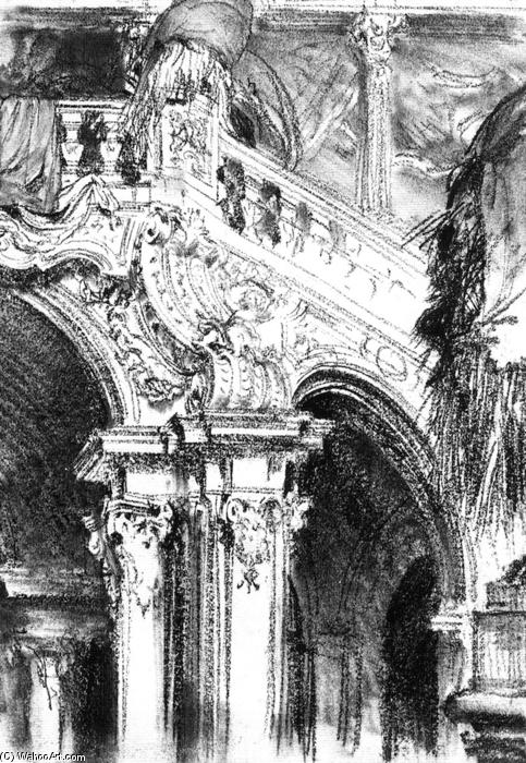 The Great Staircase At The Chateau Of Pommersfelden — Adolph Von Menzel