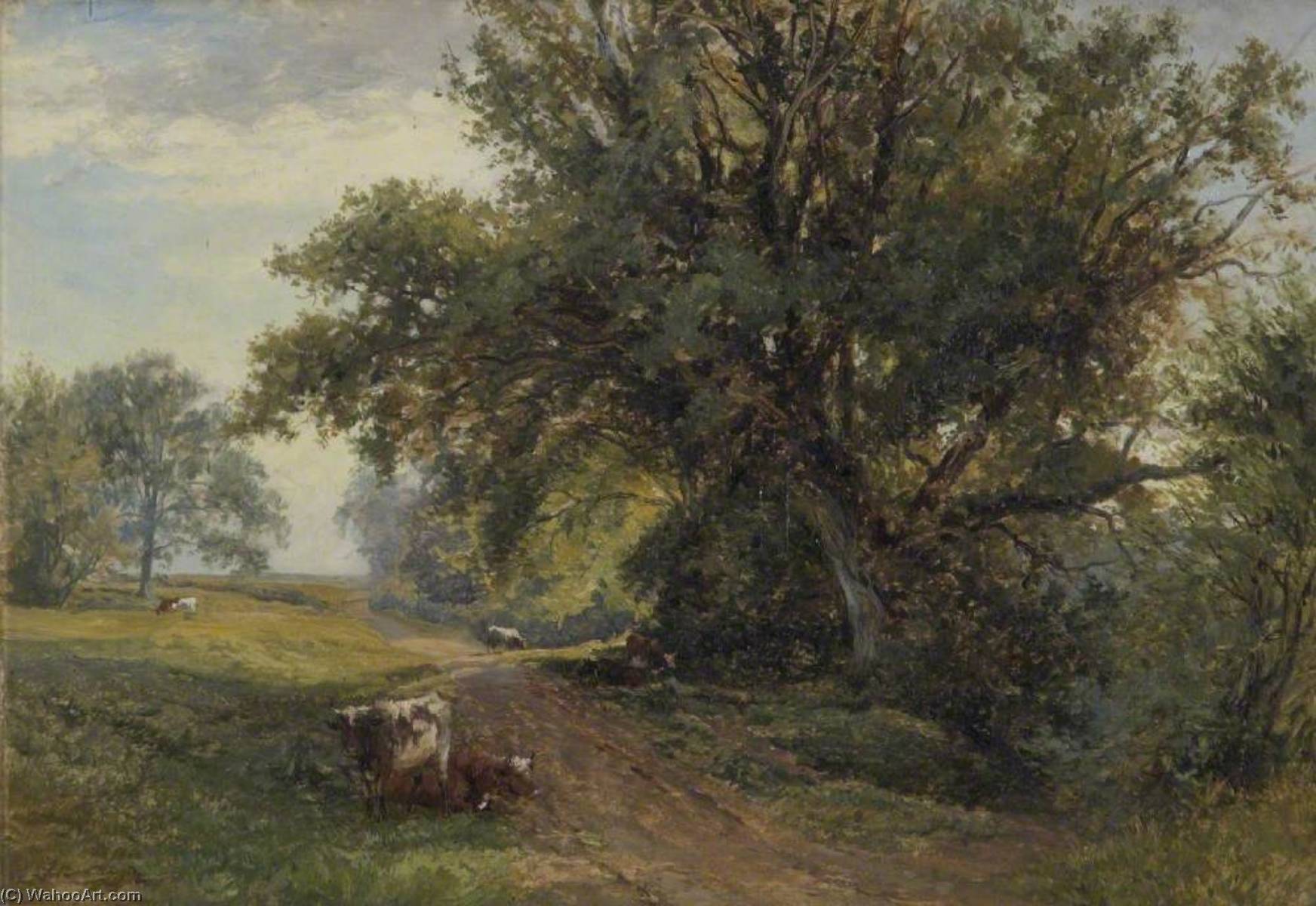 Cattle In A Country Lane At Kenilworth, Warwickshire — Frederick William Newton Whitehead