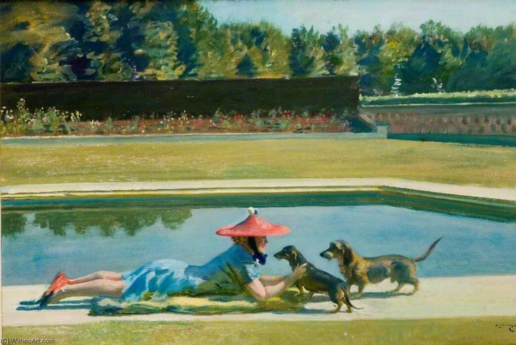 Mrs J. V. Rank In Der Druids' Lodge Am Swimming Pool — Sir Alfred James Munnings