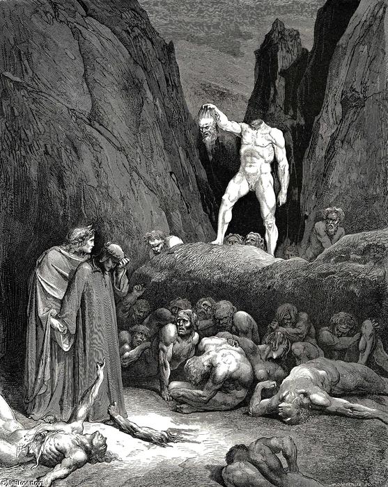 The Inferno, Canto 28, Lines 116-119. By The Hair It Bore The Sever’d Member, Lantern-wise Pendent In Hand, Which Look’d At Us And Said, “woe’s Me!” — Gustav Dore