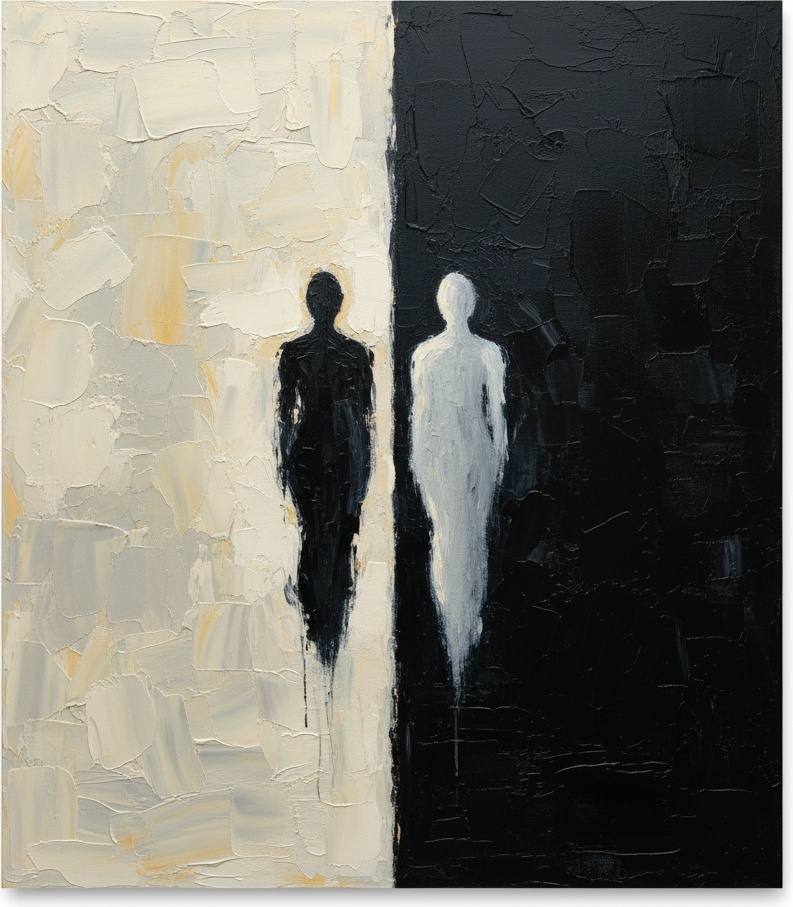 Duality Of Shadows: A Monochromatic Study In Ethereal Form And Fragmented Silence — Laurent Fabre