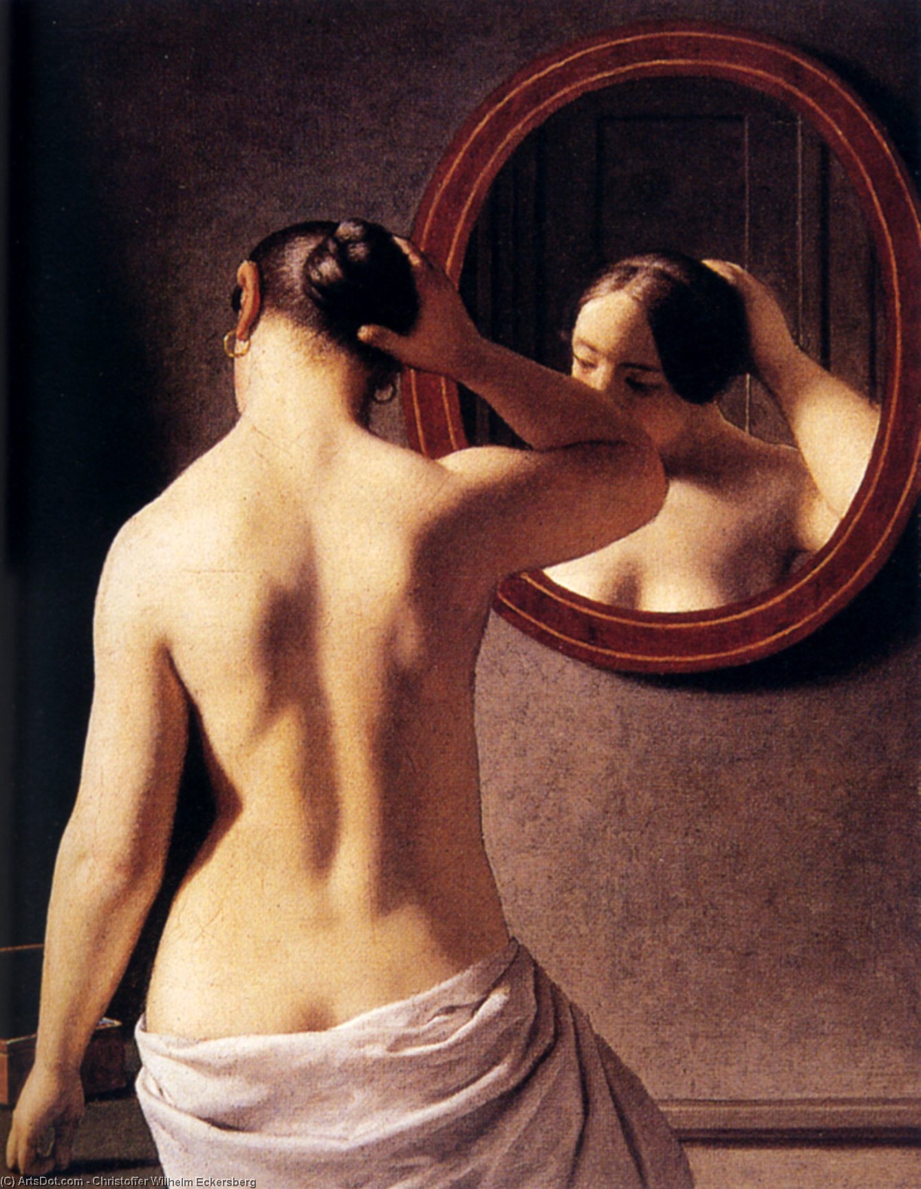 Eckerserg Christoffer Wilhem Woman Standing In Front Of A Mirror — Christoffer Wilhelm Eckersberg