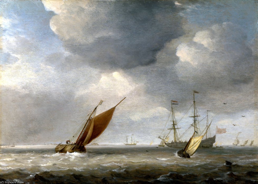 Small Dutch Vessels In A Breeze — Willem Van De Velde The Younger