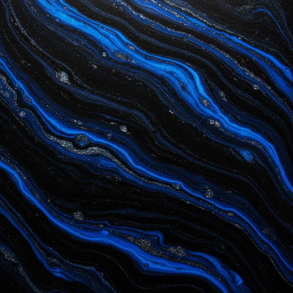 Electric Cobalt Currents Cascading Through A Silent Midnight Cosmic Void — Christian Noiret