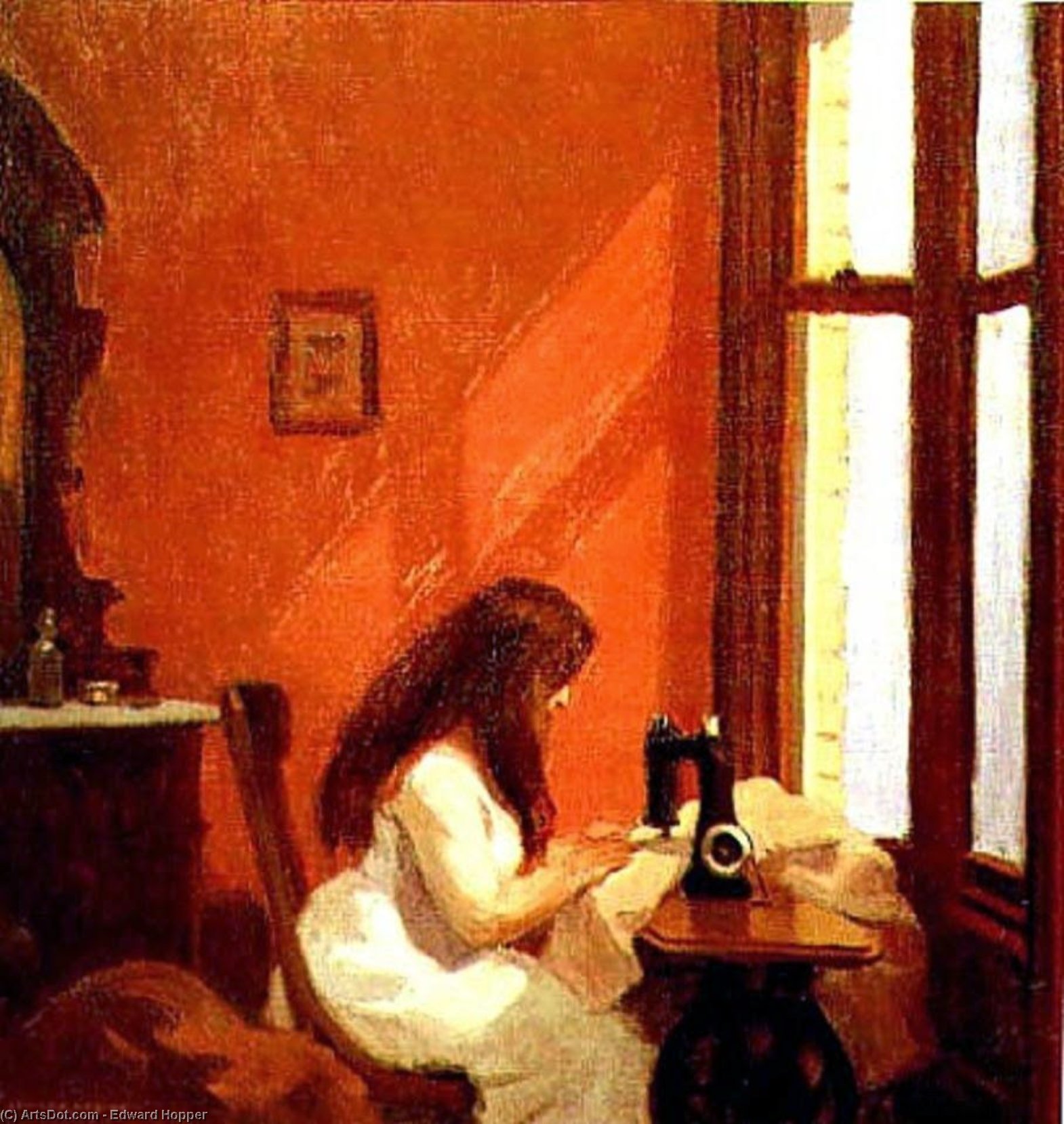 Girl At Sewing Machine — Edward Hopper