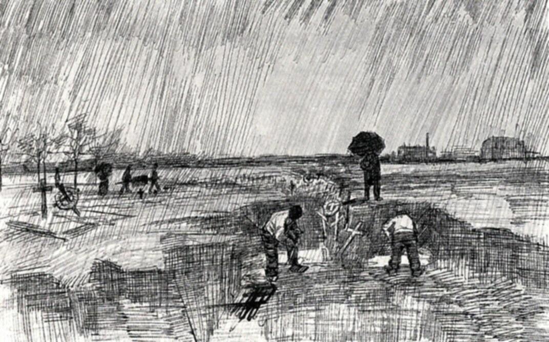 Churchyard In The Rain — Vincent Willem Van Gogh