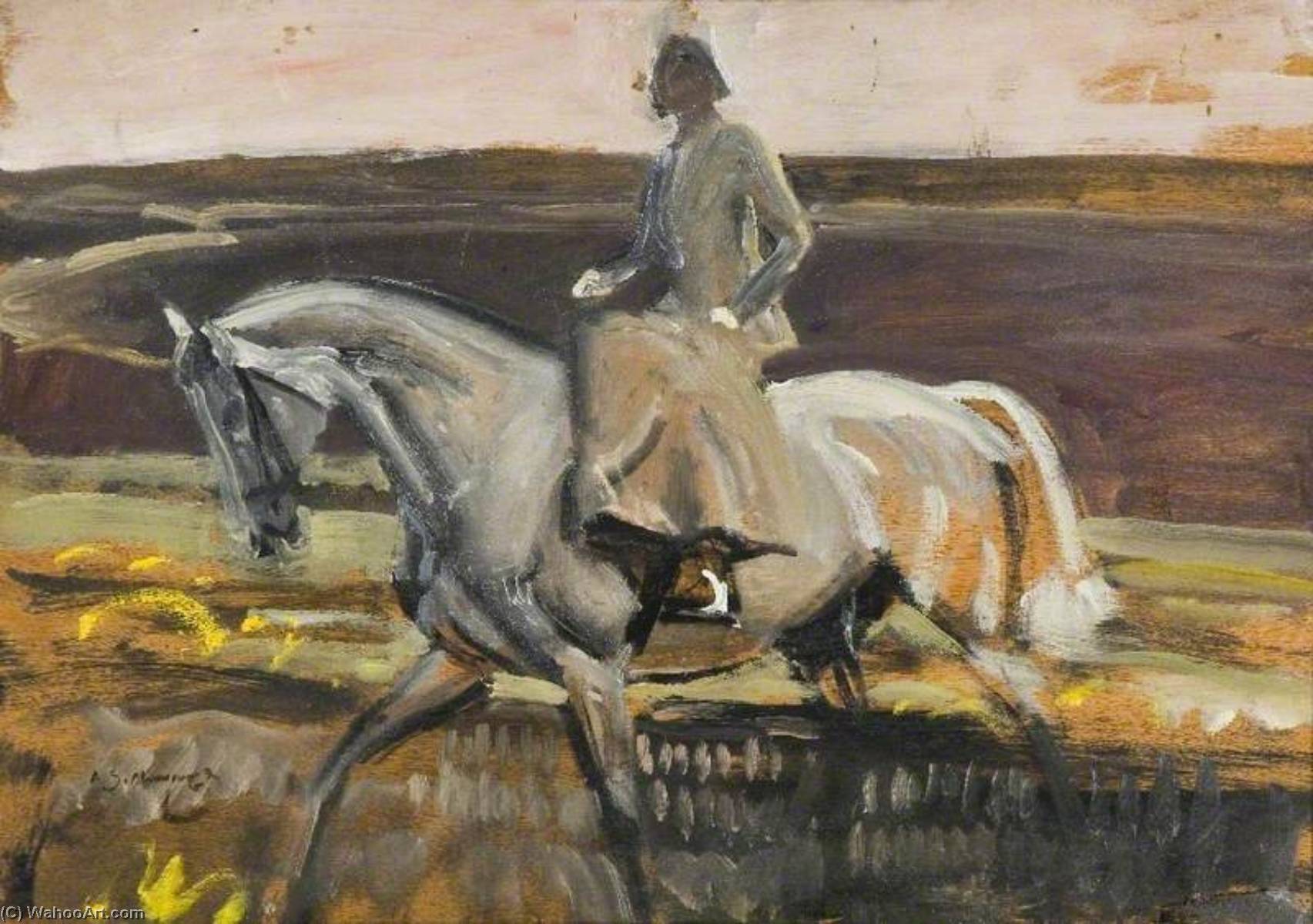 Study For 'lady Munnings Riding On Exmoor' — Sir Alfred James Munnings