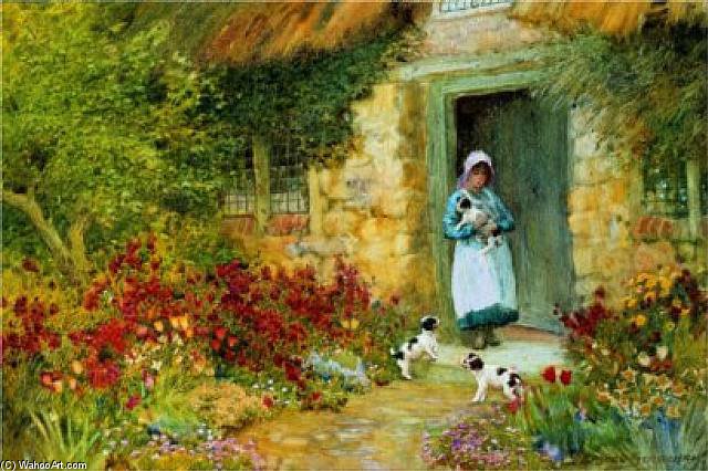Playful Puppies — Arthur Claude Strachan