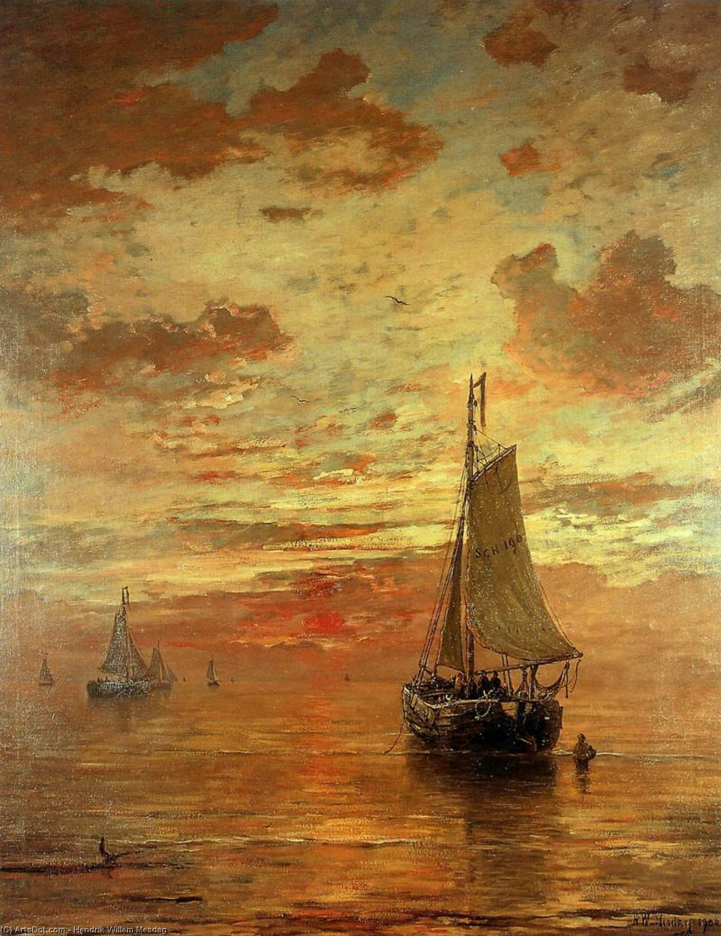 Summer Evenning At Beach Scheveningen — Hendrik Willem Mesdag