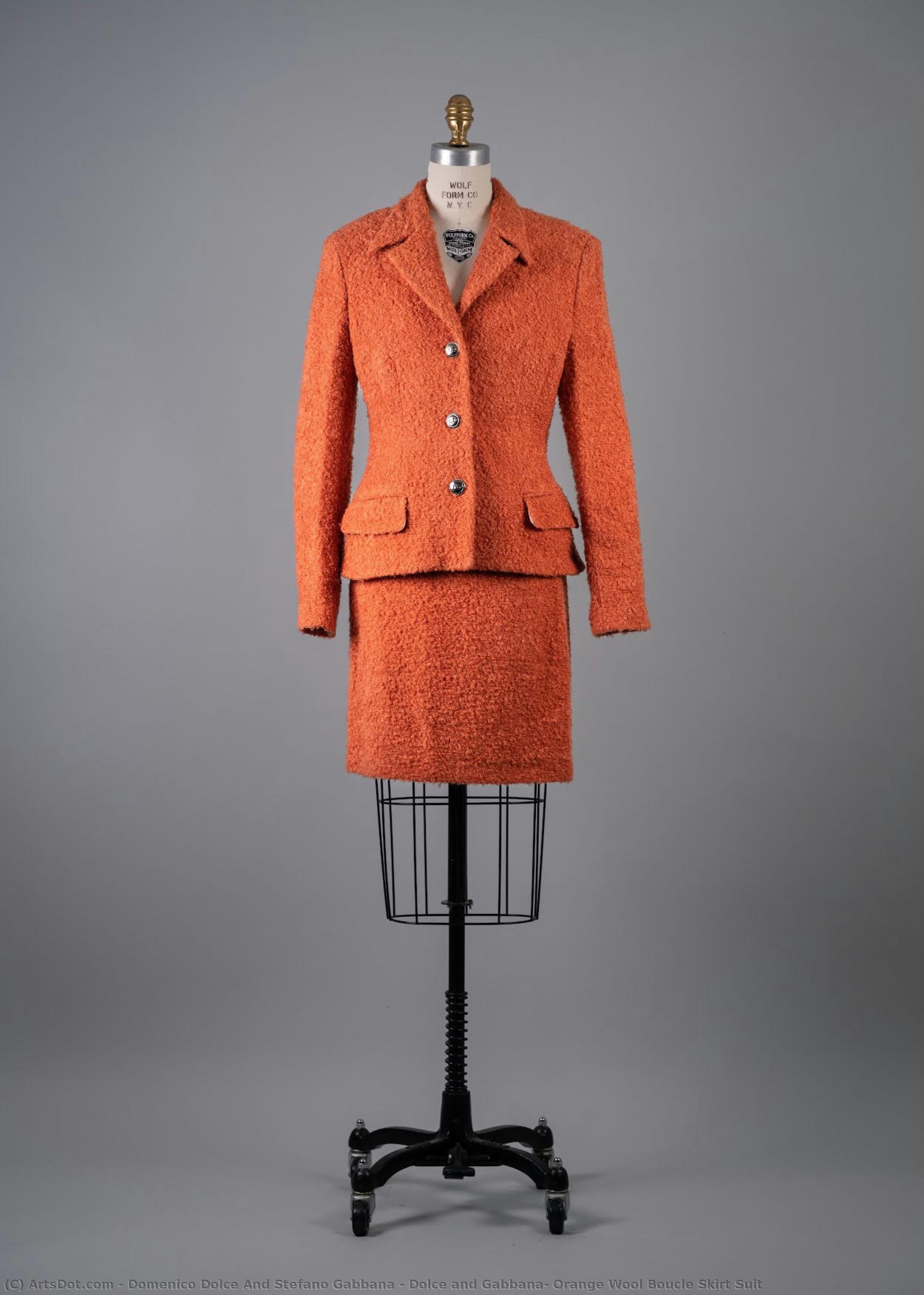 Dolce And Gabbana, Orange Wool Boucle Skirt Suit — Domenico Dolce And Stefano Gabbana