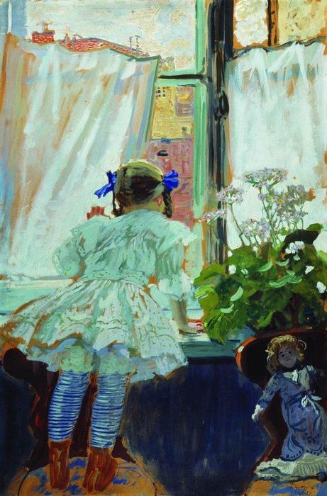 At The Window. Portrait Of I.b. Kustodieva — Boris Mikhailovich Kustodiev