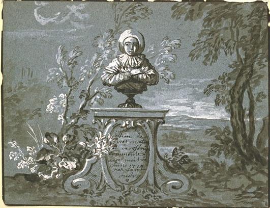 Gilles' Bust On A Pedestal In A Landscape — Jean-baptiste Oudry