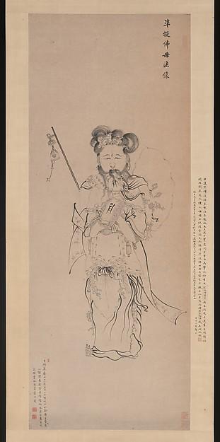 明 清 陳洪綬 準提佛母法像圖 軸 Bodhisattva Guanyin In The Form Of The Buddha Mother — Chen Hongshou