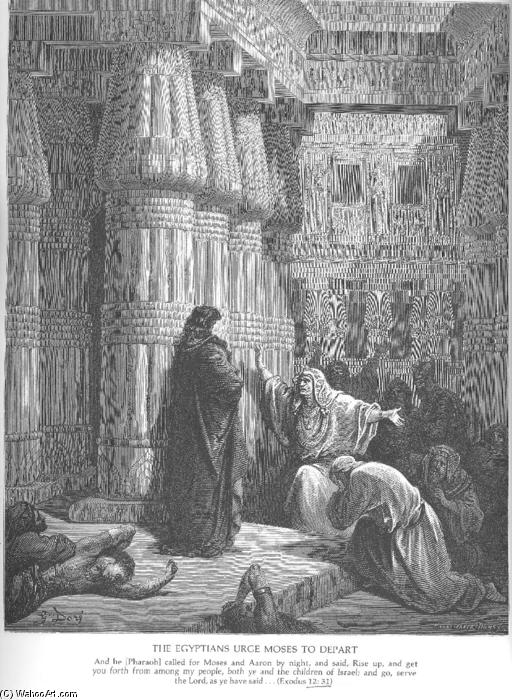 The Egyptians Ask Moses To Depart — Paul Gustave Doré