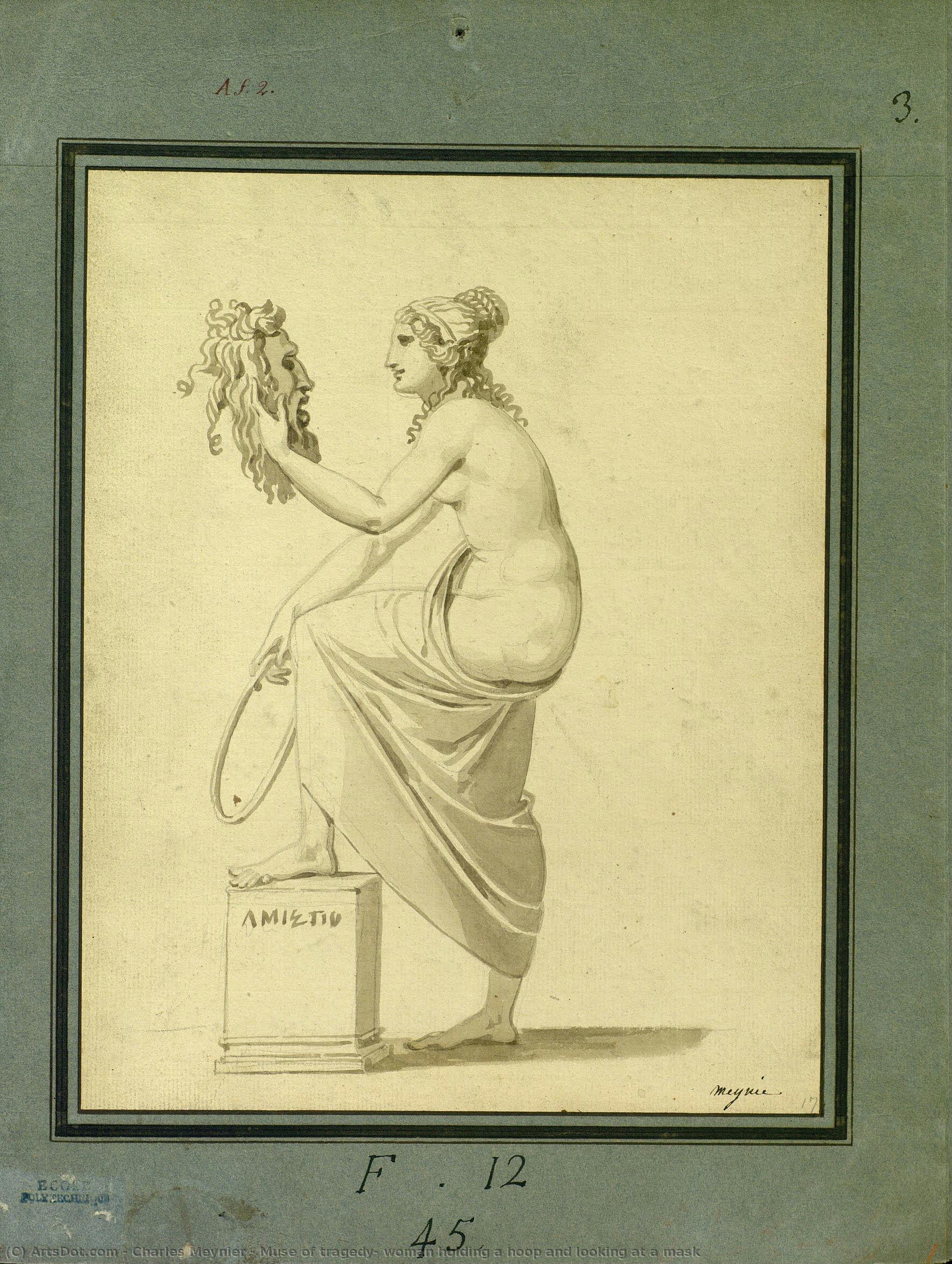 Muse Of Tragedy: Woman Holding A Hoop And Looking At A Mask — Charles Meynier