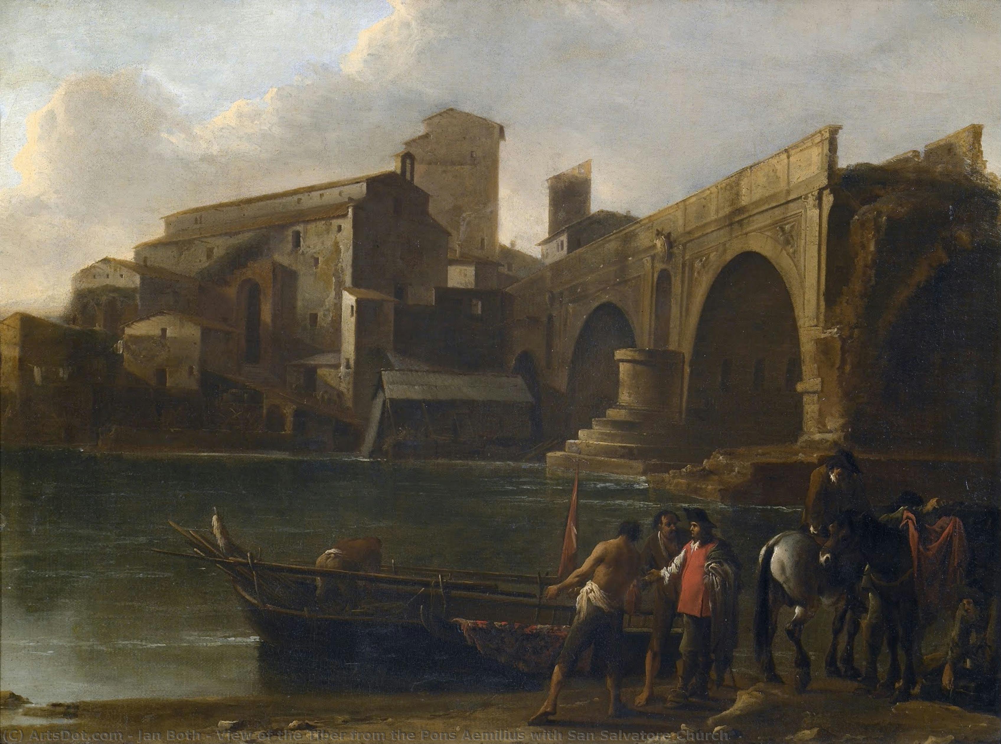 View Of The Tiber From The Pons Aemilius With San Salvatore Church — Jan Both