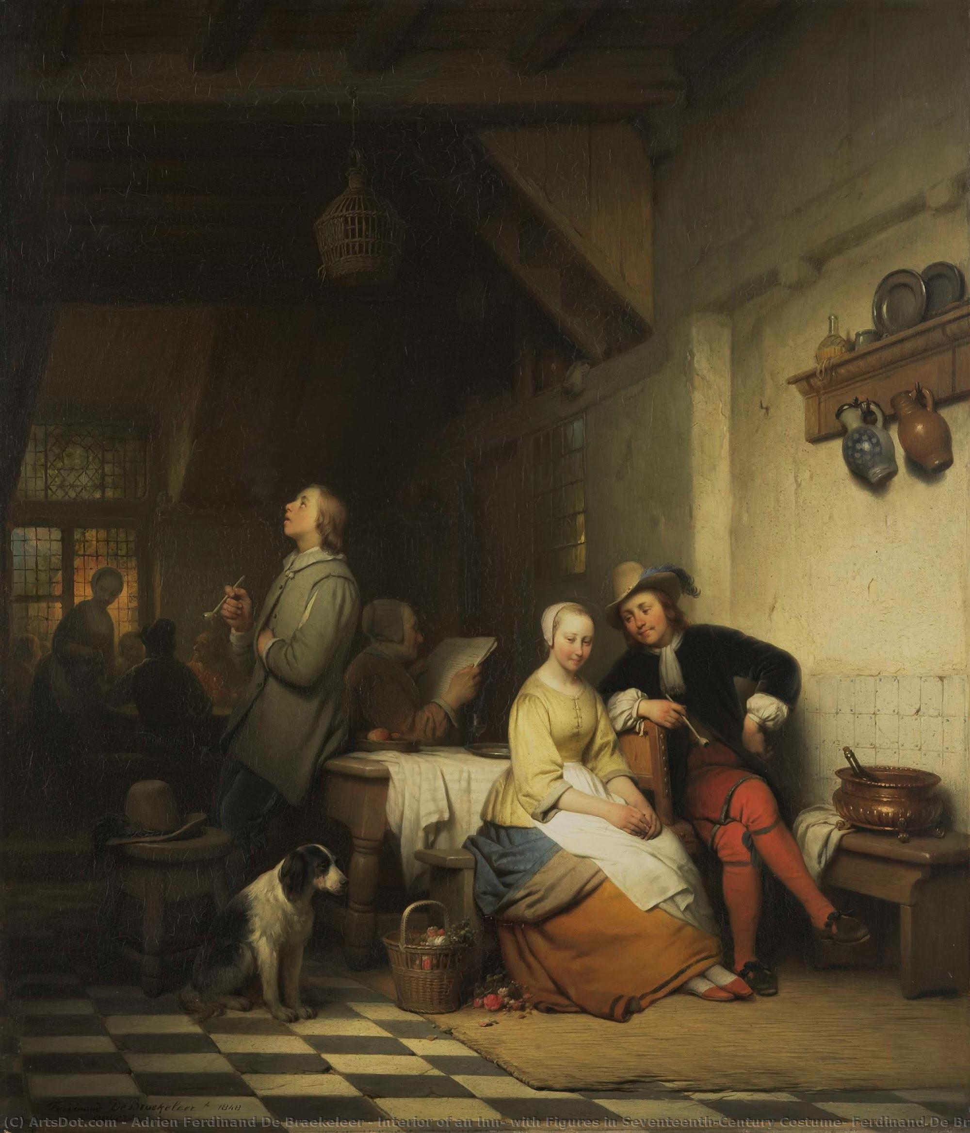 Interior Of An Inn, With Figures In Seventeenth-century Costume, Ferdinand De Braekeleer (i), 1848 — Adrien Ferdinand De Braekeleer