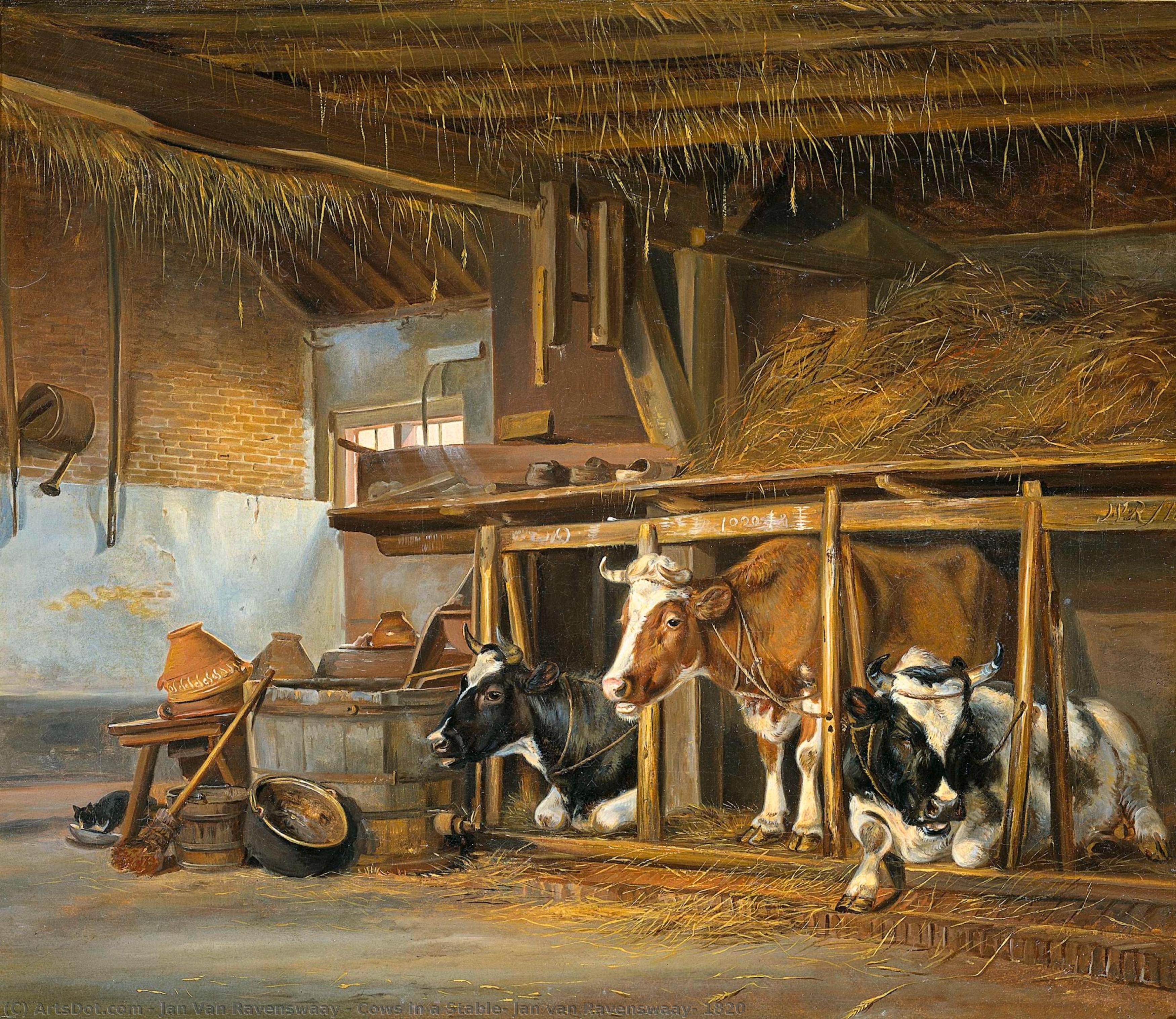 Cows In A Stable, Jan Van Ravenswaay, 1820 — Jan Van Ravenswaay