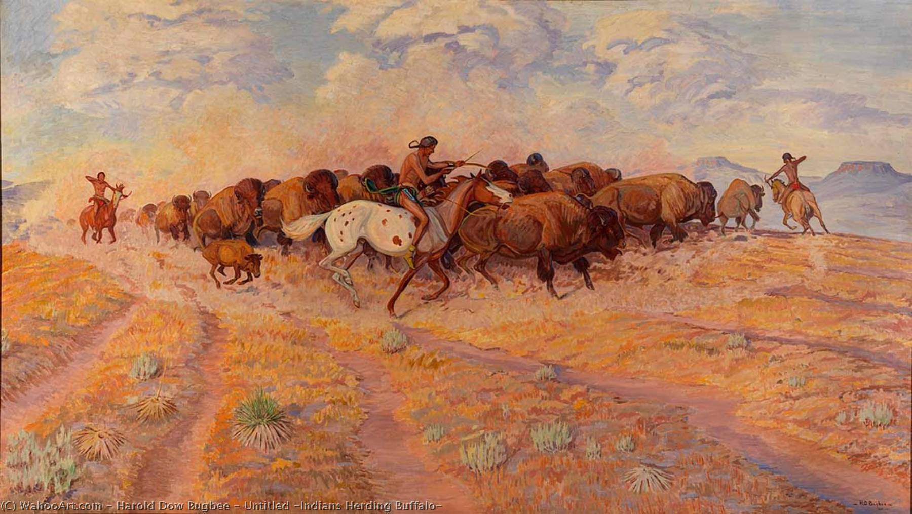 Untitled (indians Herding Buffalo) — Harold Dow Bugbee