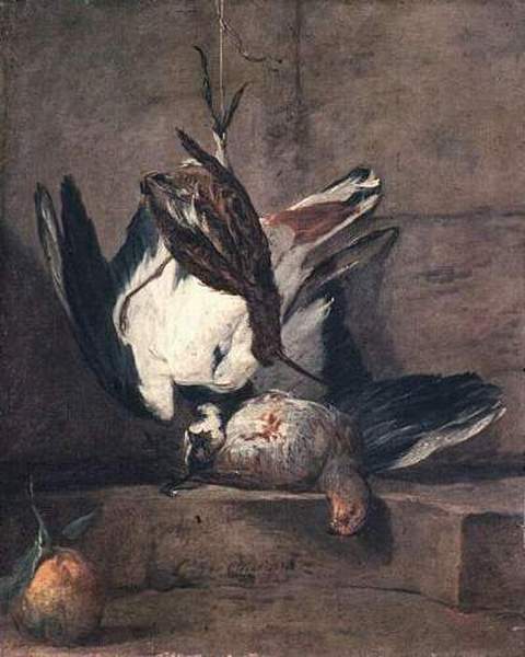 Nature Morte (perdreau, Bécasse, Vanneau, Perdrix Rouge, Bigarade) — Jean-baptiste-siméon Chardin