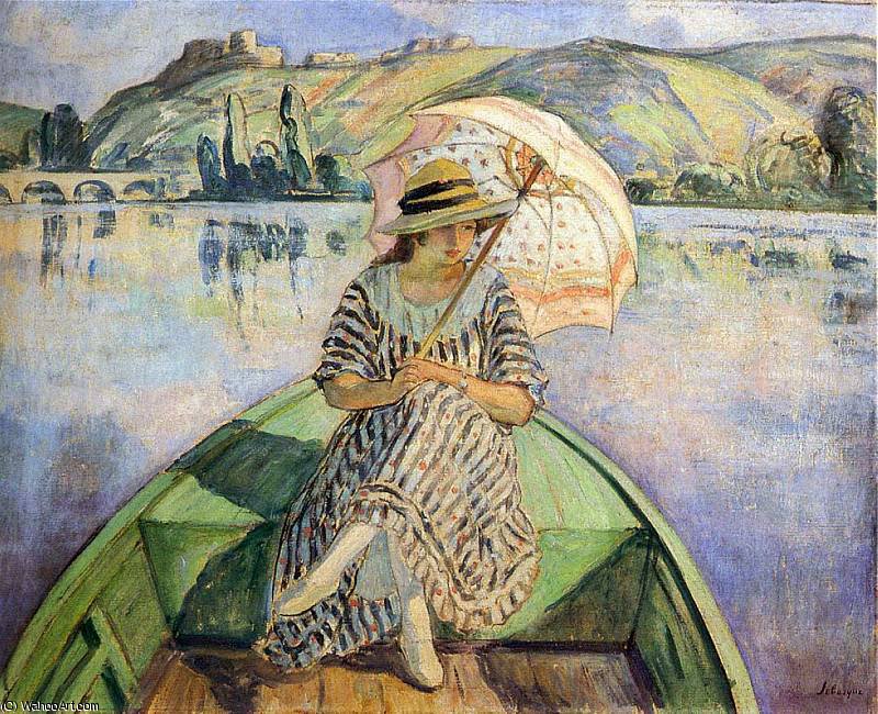 Woman In A Boat With An Umbrella — Henri Lebasque