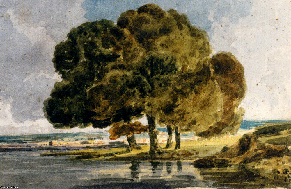 Trees On A Riverbank — Thomas Girtin