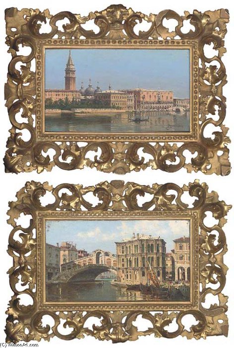 Il Molo Di San Marco; Ponte Di Rialto E Palazzo Camarlenghi, Venezia — Antonietta Brandeis