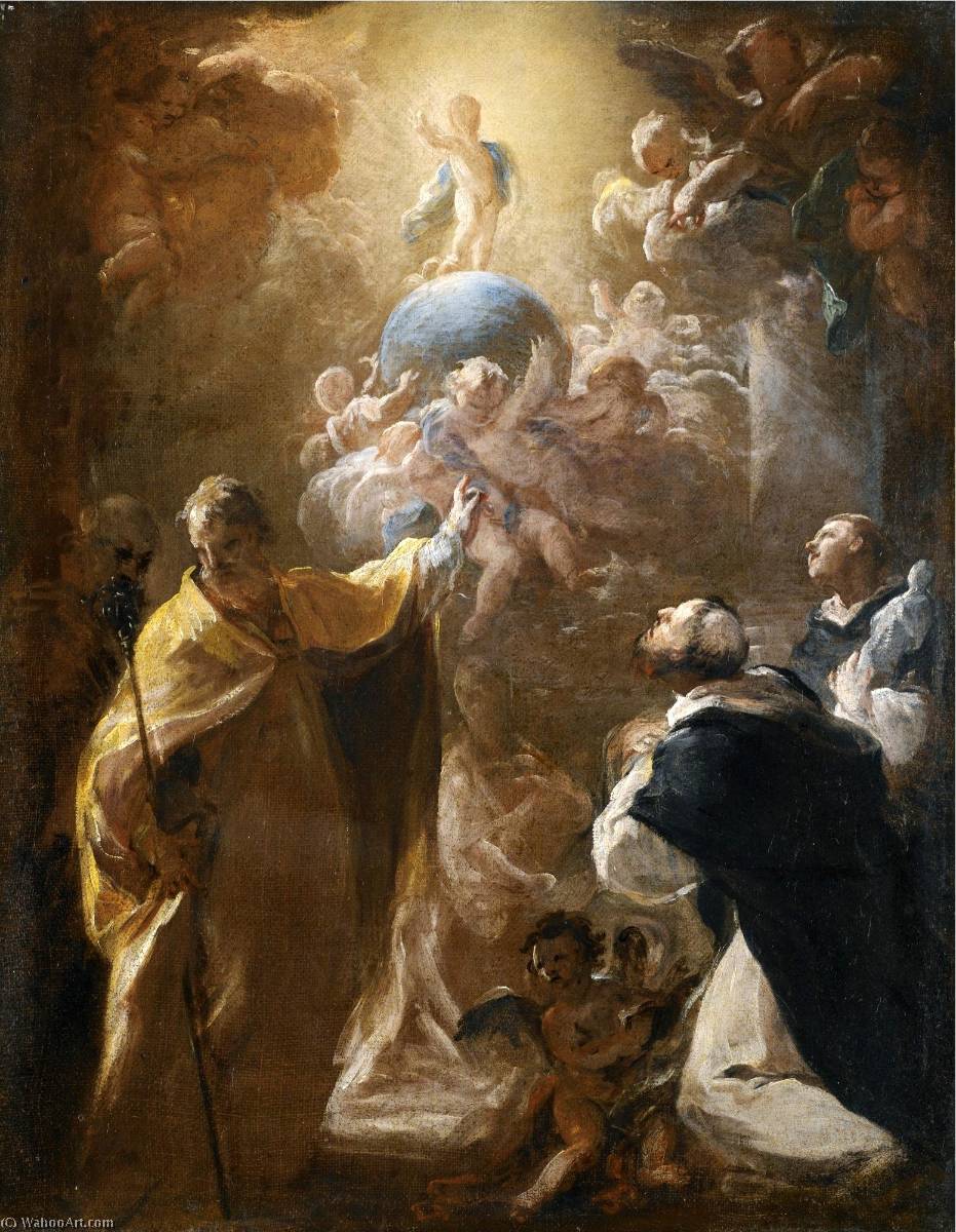 The Infant Christ In Glory With Saints Dominic And Nicholas (bozzetto) — Bottega Di Corrado Giaquinto