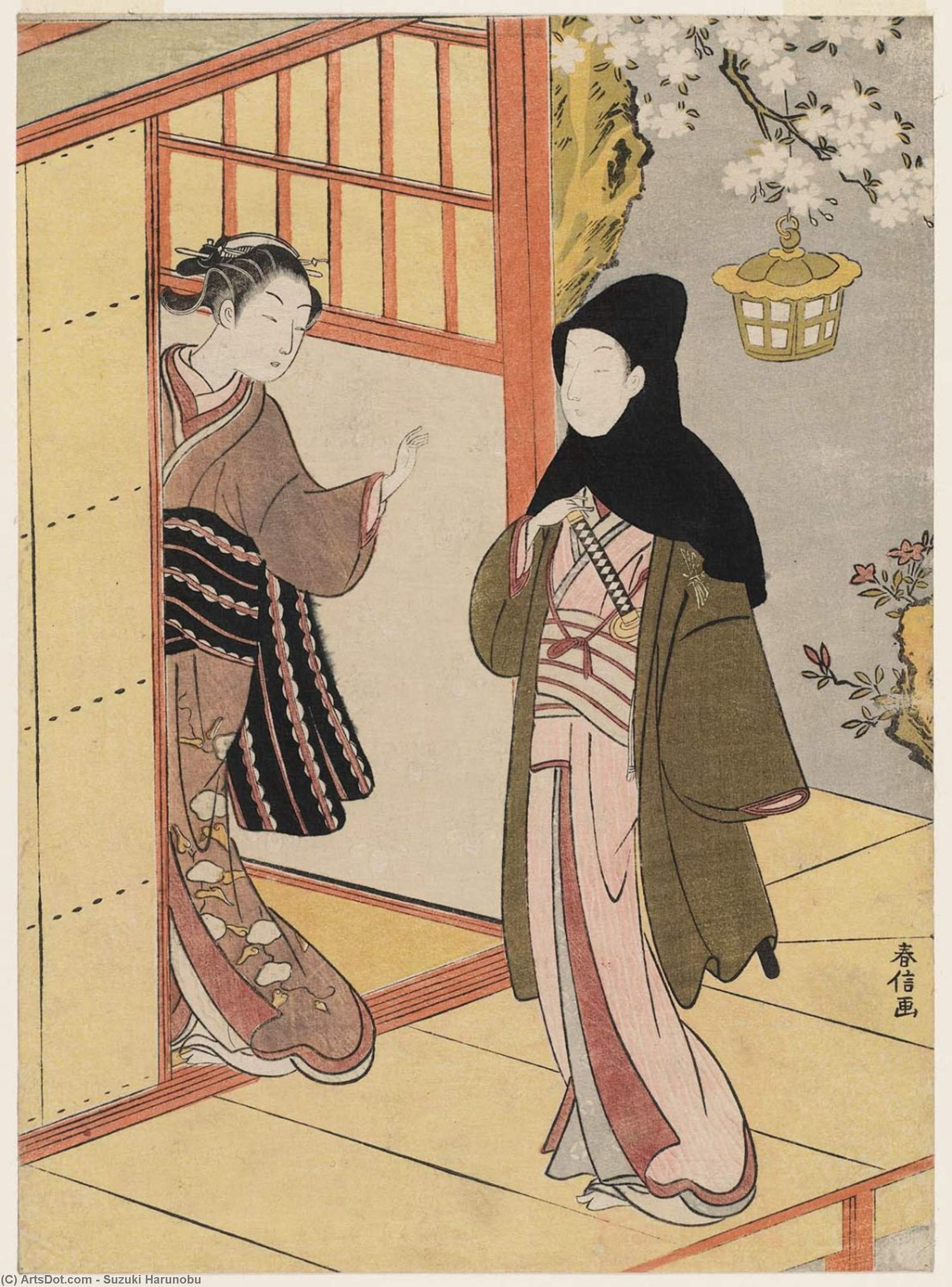 Lovers Meeting On A Spring Evening — Судзуки Харунобу