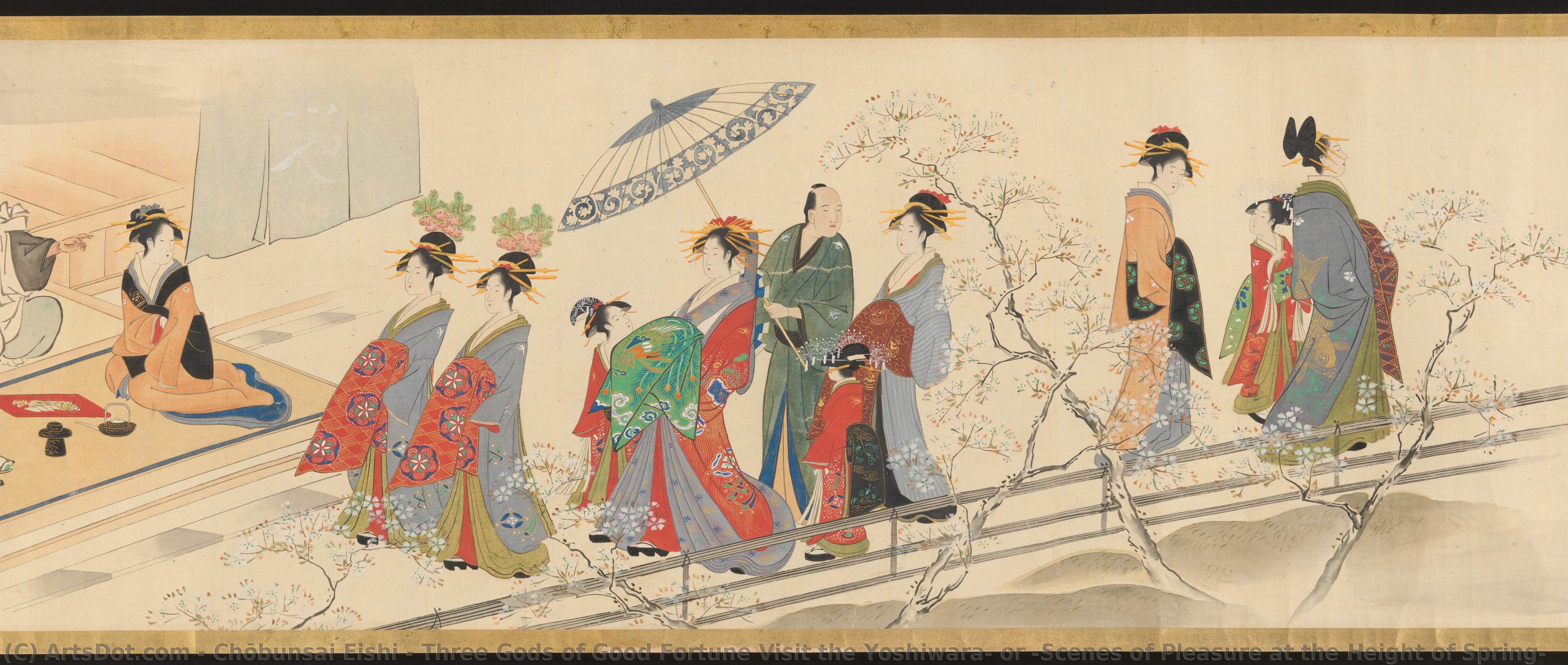 Three Gods Of Good Fortune Visit The Yoshiwara; Or “scenes Of Pleasure At The Height Of Spring” — Chobunsai Eishi
