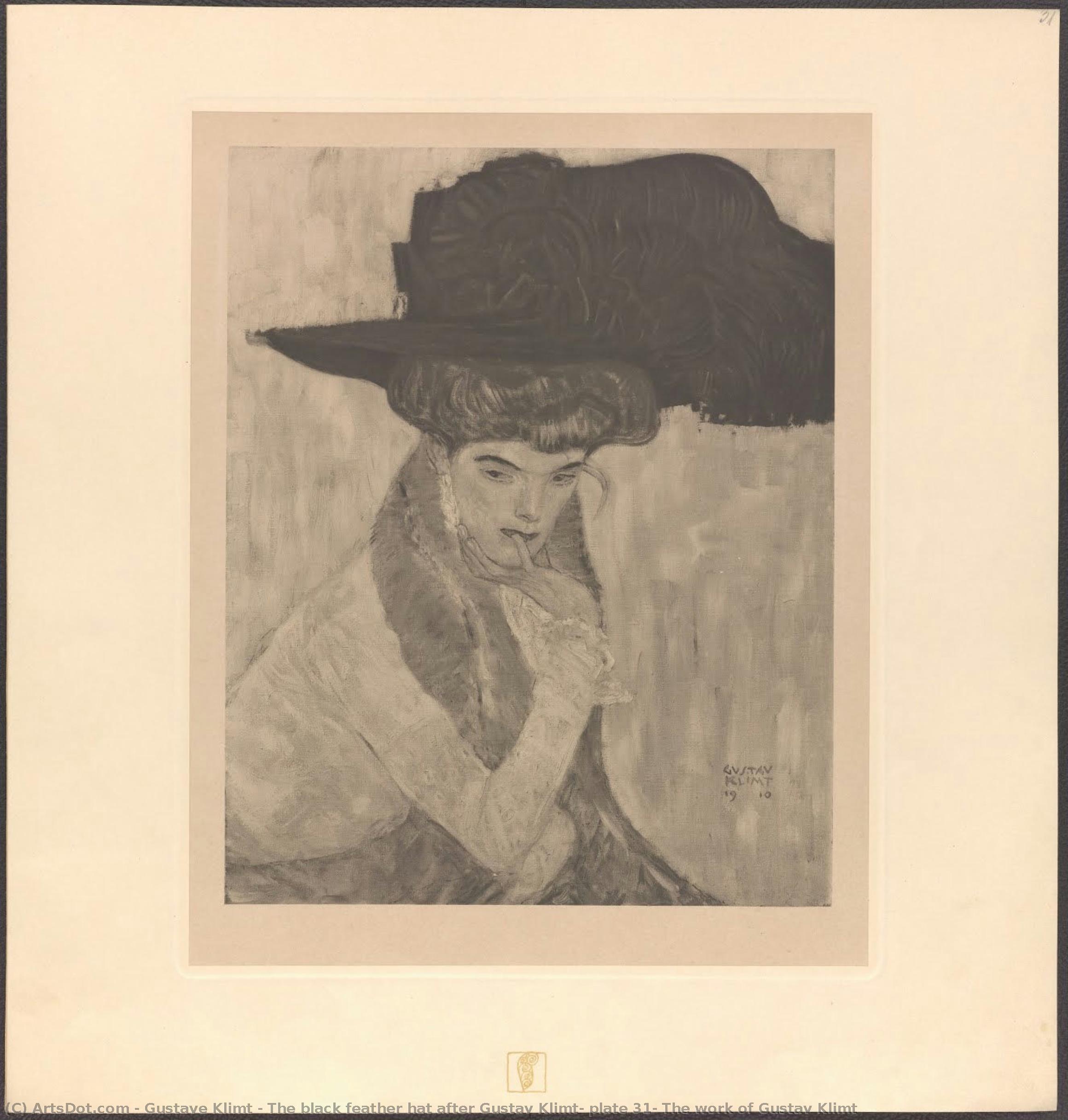 The Black Feather Hat After Gustav Klimt, Plate 31, The Work Of Gustav Klimt — Gustav Klimt