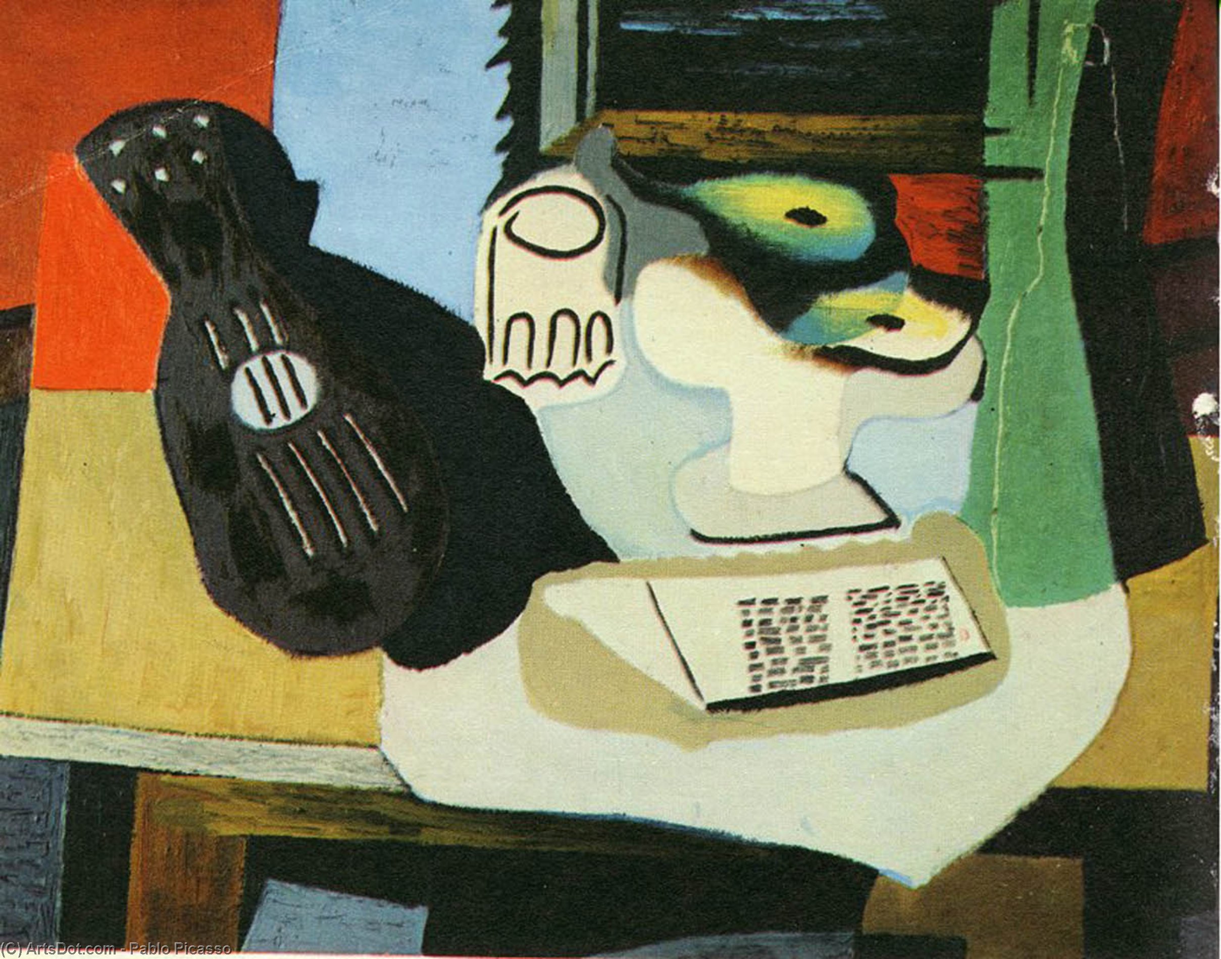 Guitar, Glass And Fruit Dish With Fruit — Pablo Picasso