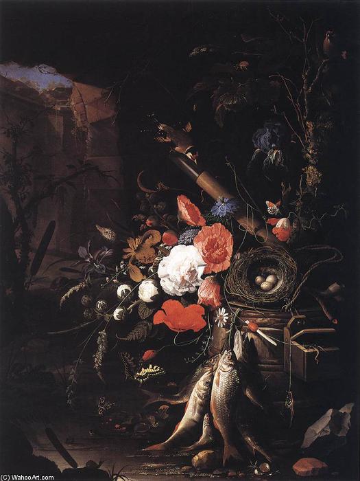 Still-life With Fishes And Bird Nest — Abraham Mignon (minjon)