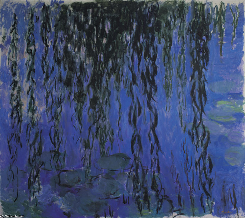 Water Lilies And Weeping Willow Branches — Claude Monet