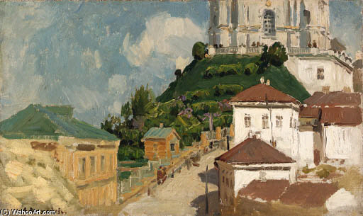 View Of A Town At The Foot Of A Cathedral — Apollinari Vasnetsov