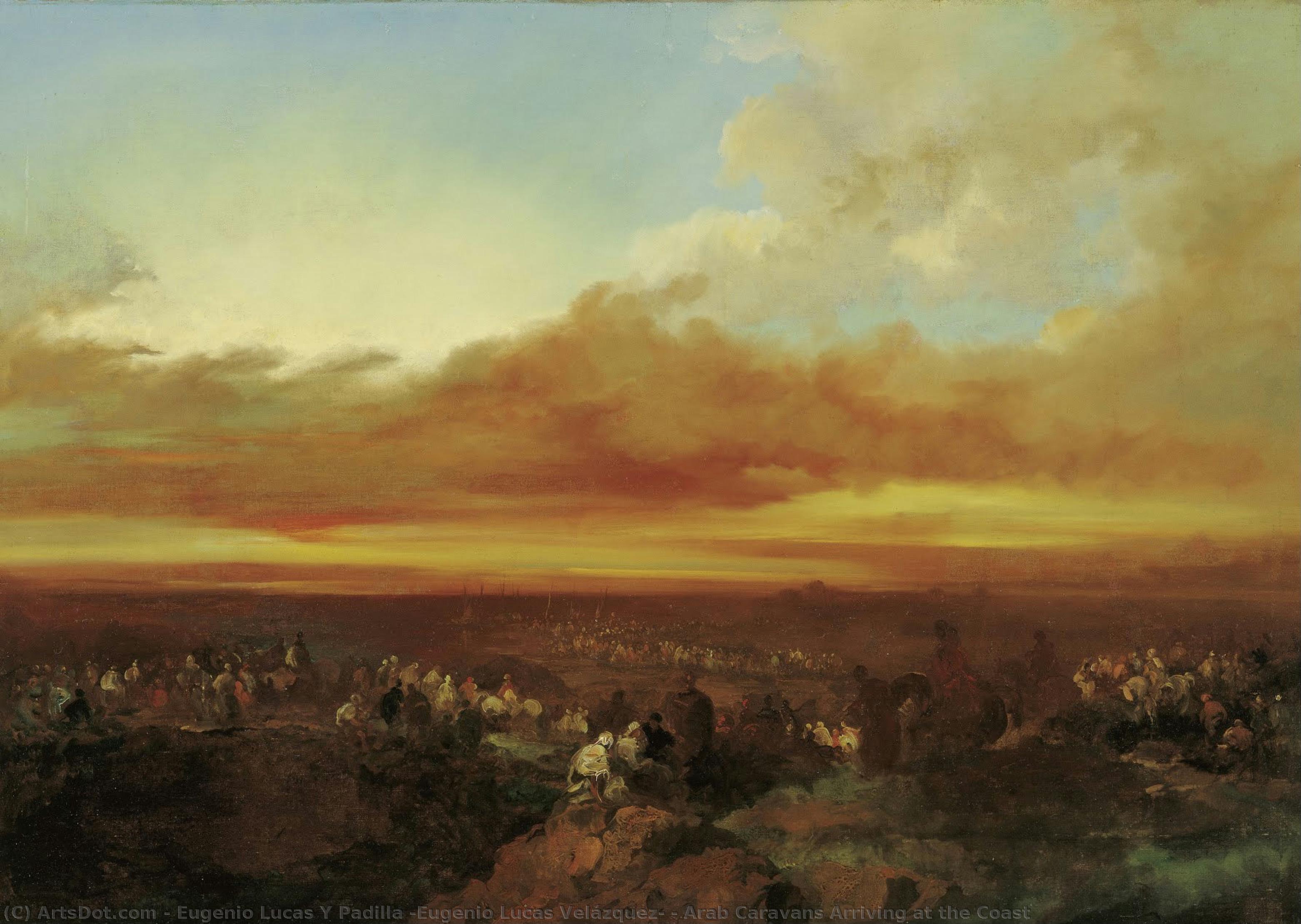 Arab Caravans Arriving At The Coast — Eugenio Lucas Y Padilla (eugenio Lucas Velázquez)