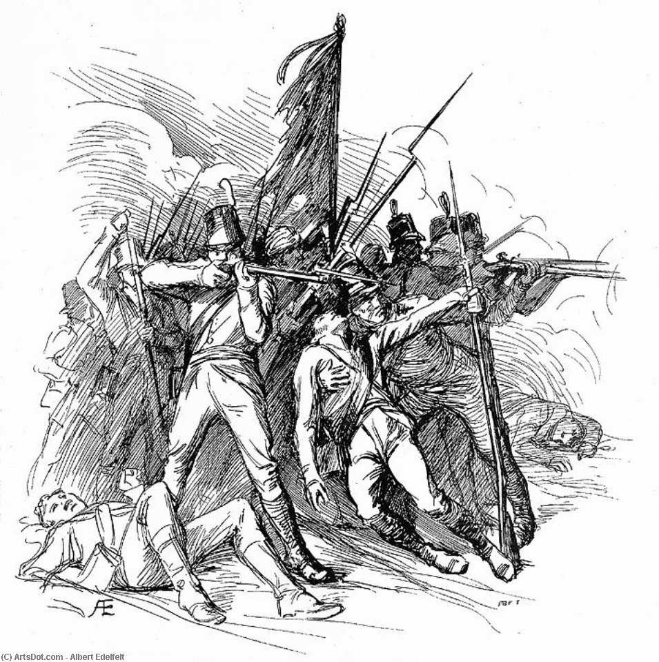Illustration To The Poem Porilaisten Marssi — Albert Edelfelt