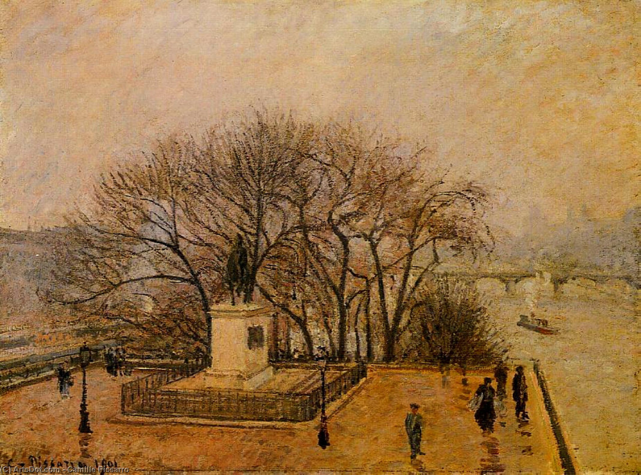 Die Pont Neuf, Statue Henri Iv, Nebel — Camille Pissarro