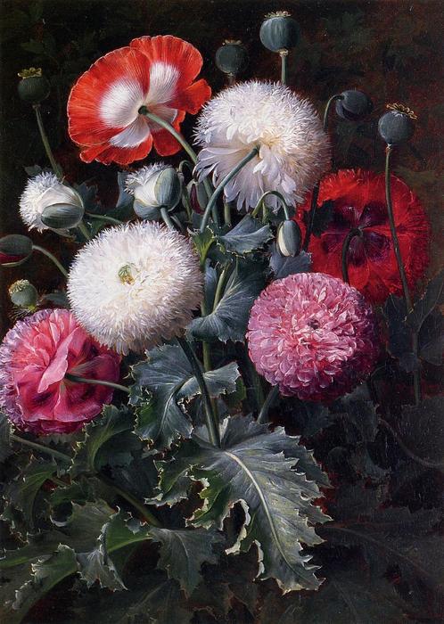 Still Life With Poppies And Other Flowers — Johan Laurentz Jensen