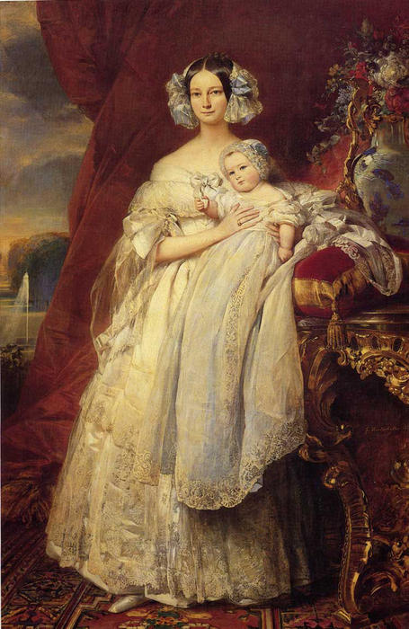 Helene Louise Elizabeth De Mecklembourg Schwerin, Duchess D'orleans With Prince Louis Philippe Albert D'orleans, Comte De Paris — Franz Xavier Winterhalter