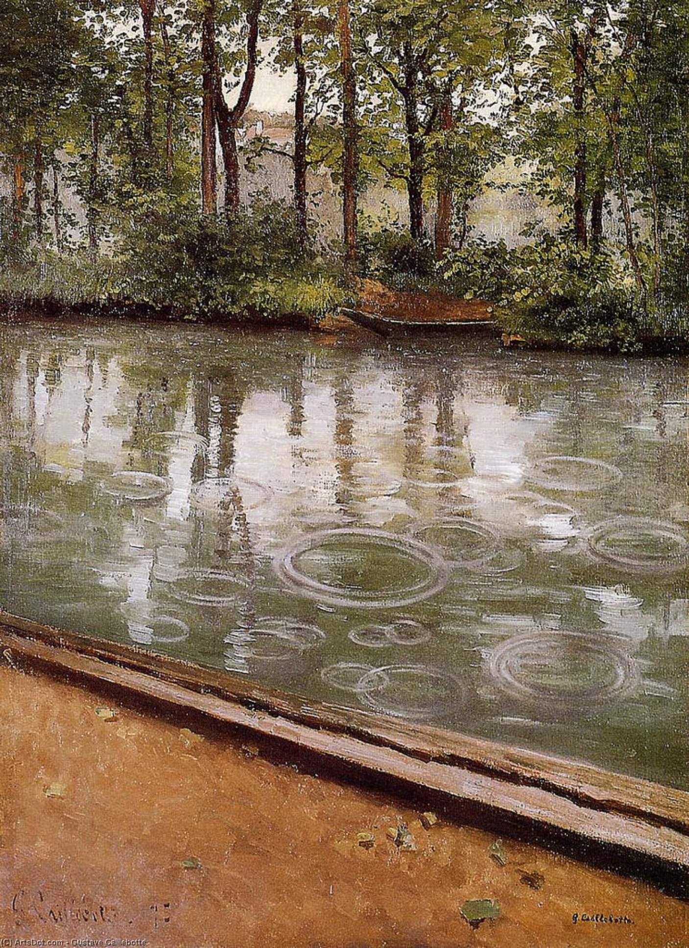 The Yerres, Rain Aka Riverbank In The Rain — Gustave Caillebotte