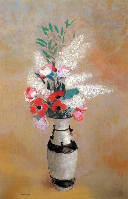 Bouquet With White Lilies In A Japanese Vase — Odilon Redon