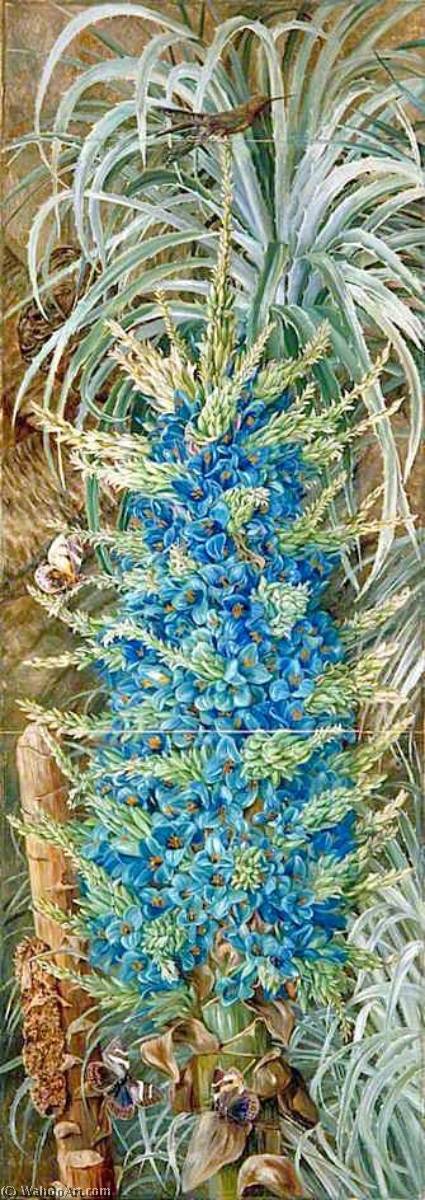 Inflorescence Of The Blue Puya And Moths, Chili — Marianne North