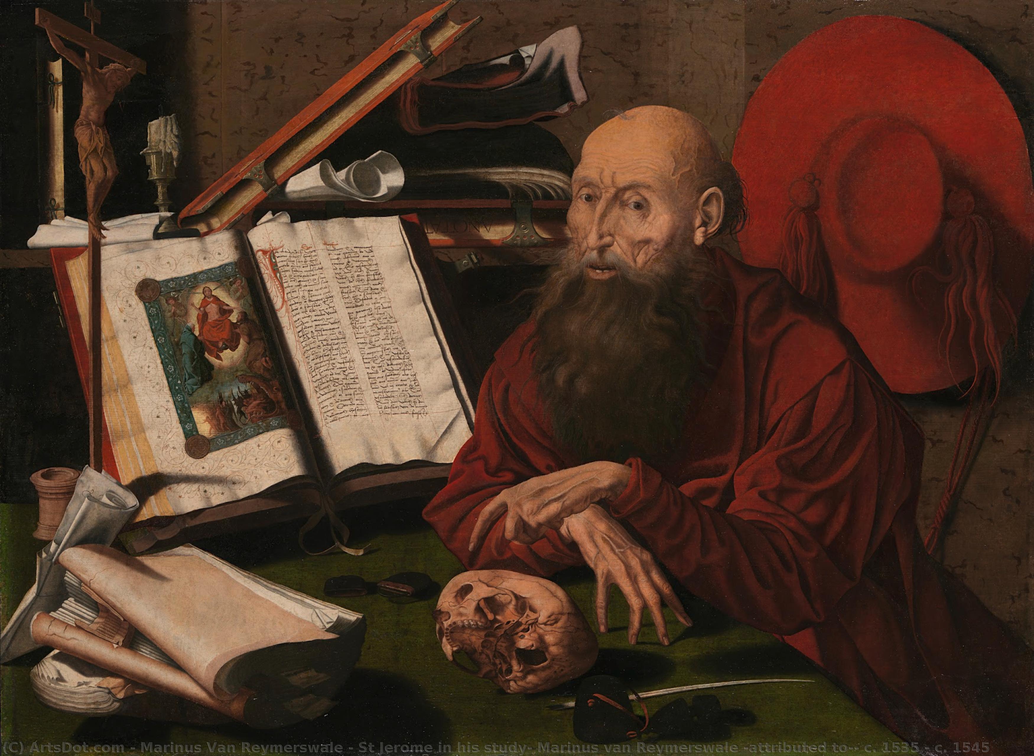 St Jerome In His Study, Marinus Van Reymerswale (attributed To), C. 1535 - C. 1545 — Marinus Van Reymerswale (attributed To)
