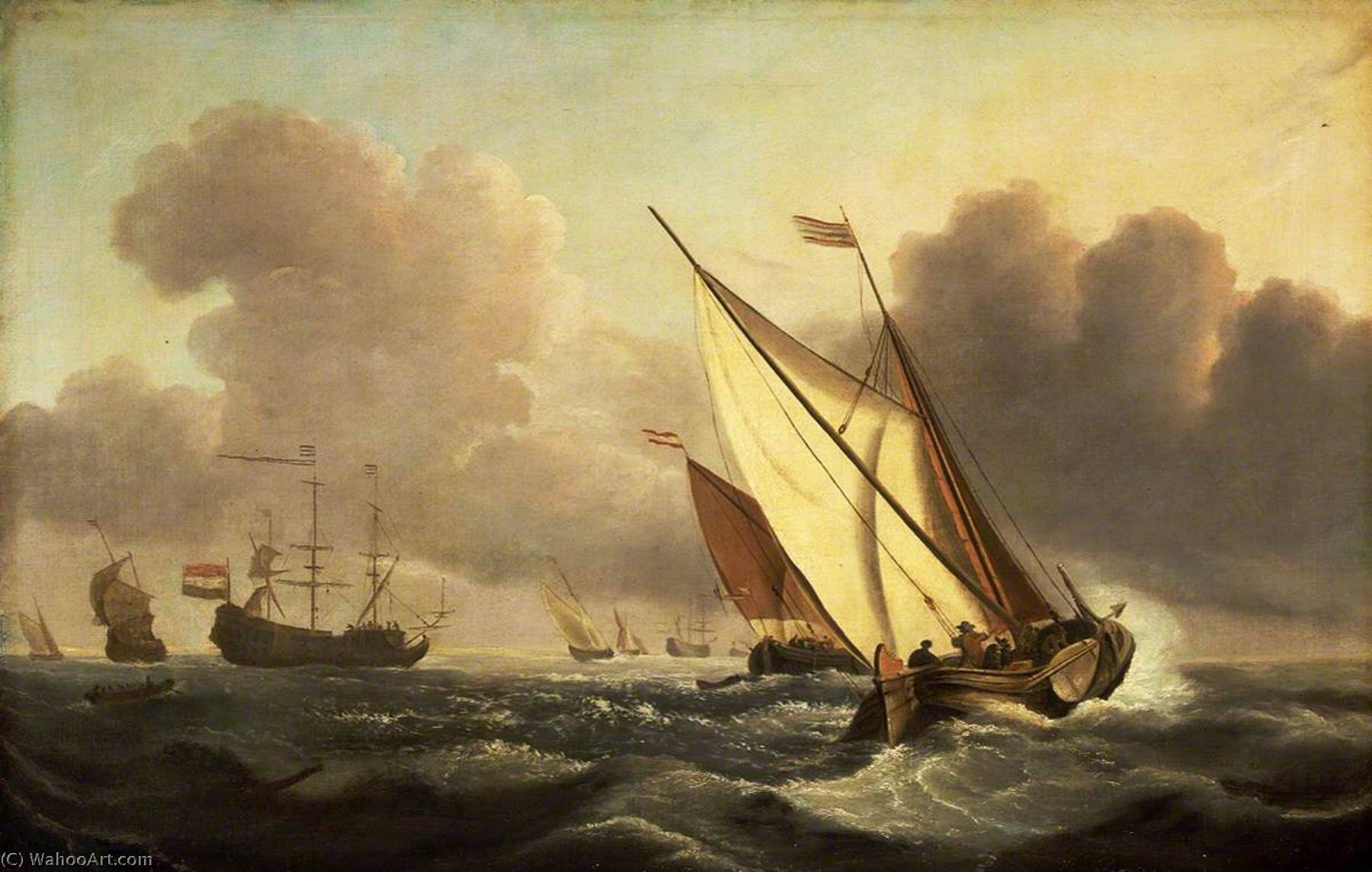 A Kaag Going To Windward In A Fresh Breeze — Willem Van De Velde Der Ältere