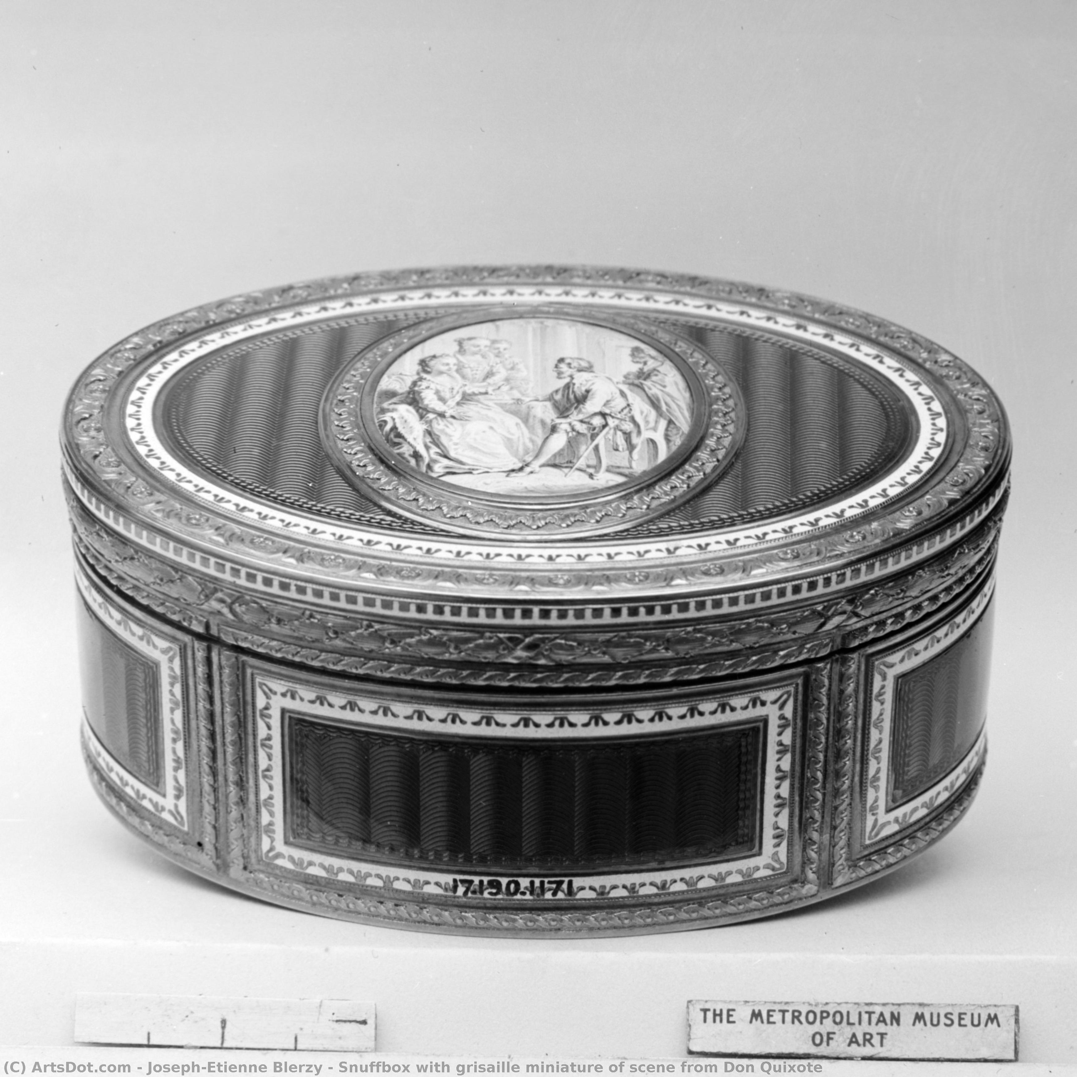 Snuffbox With Grisaille Miniature Of Scene From Don Quixote — Joseph-étienne Blerzy
