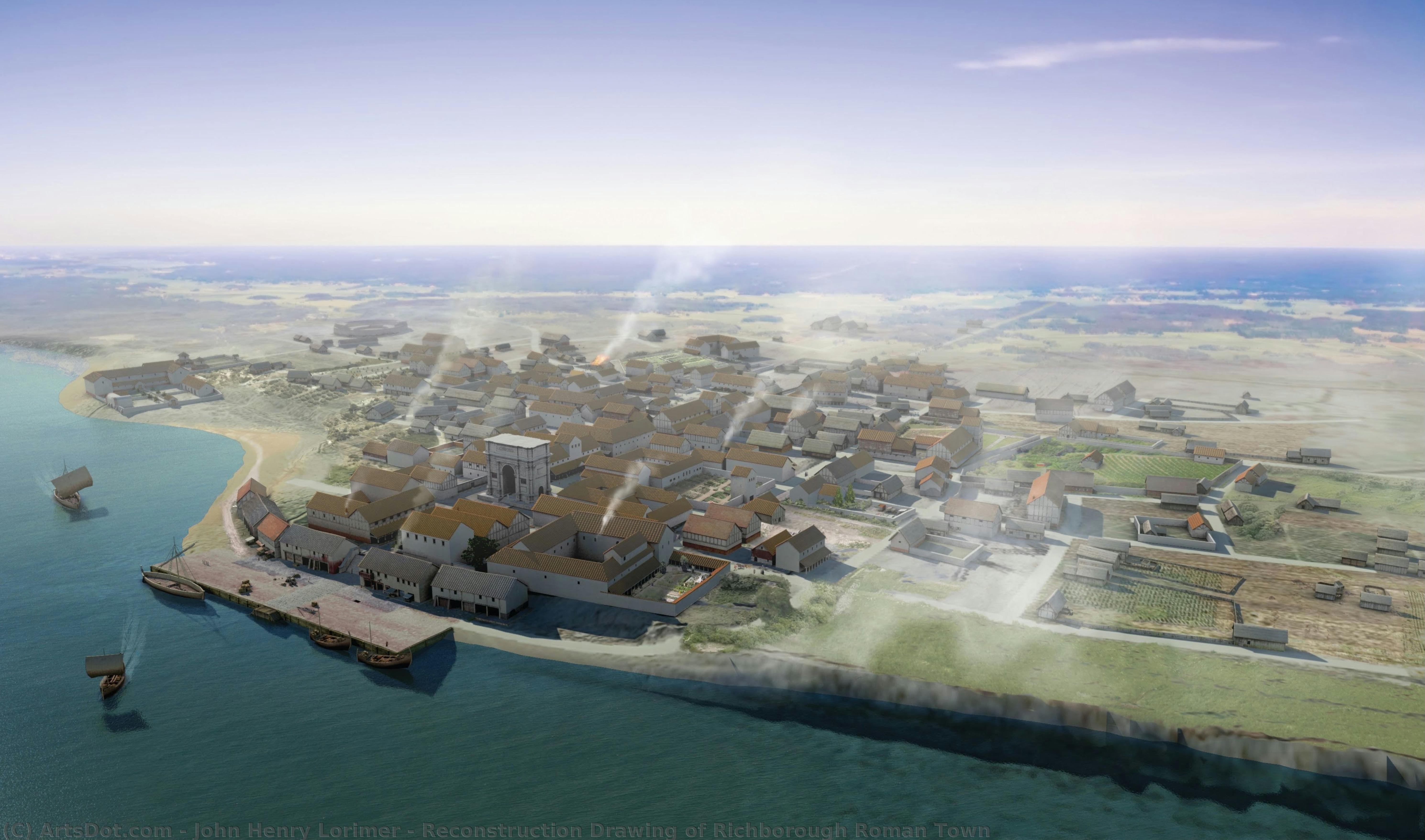Reconstruction Drawing Of Richborough Roman Town — John Henry Lorimer