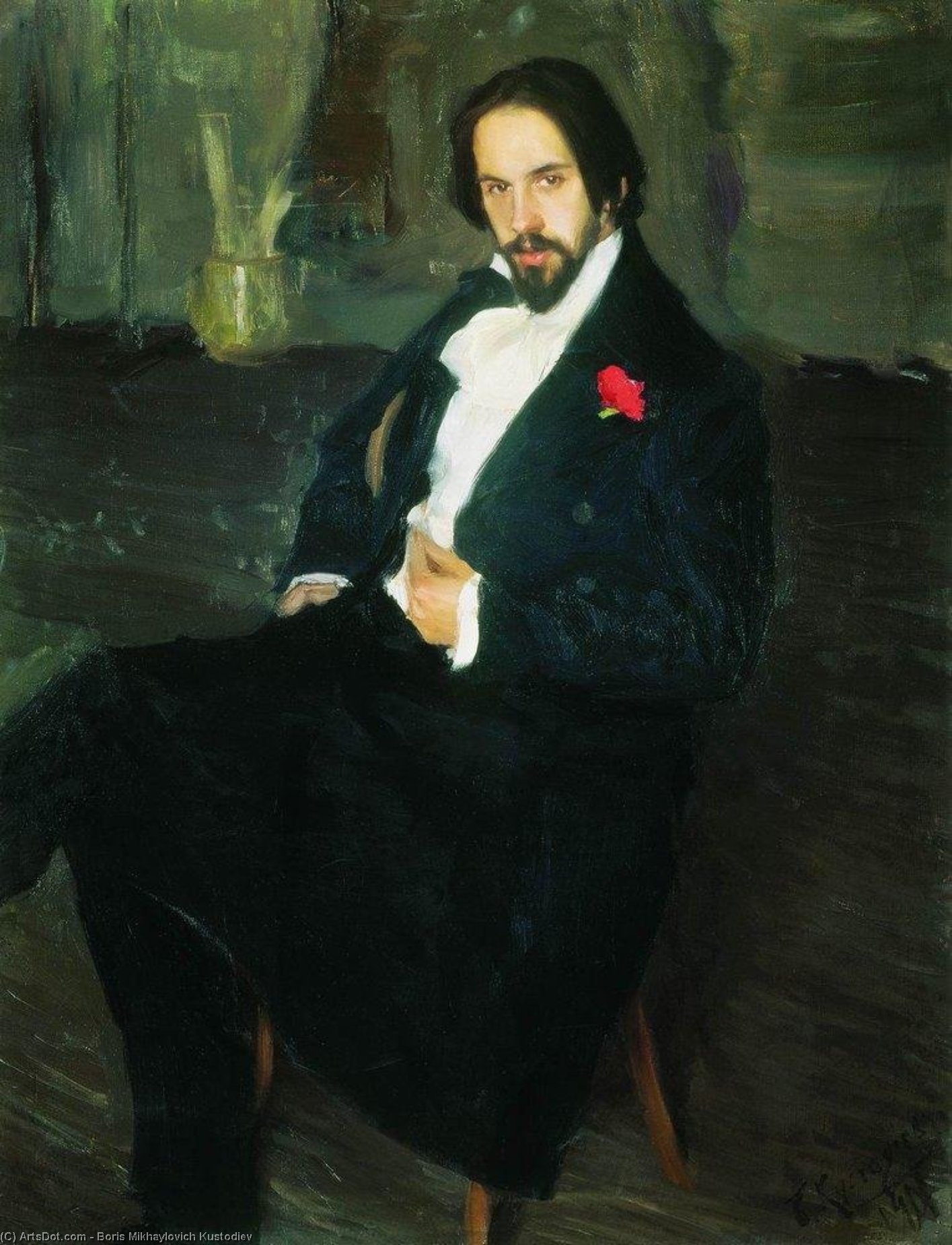 Portrait Of The Painter Ivan Bilibin — Boris Mikhailovich Kustodiev